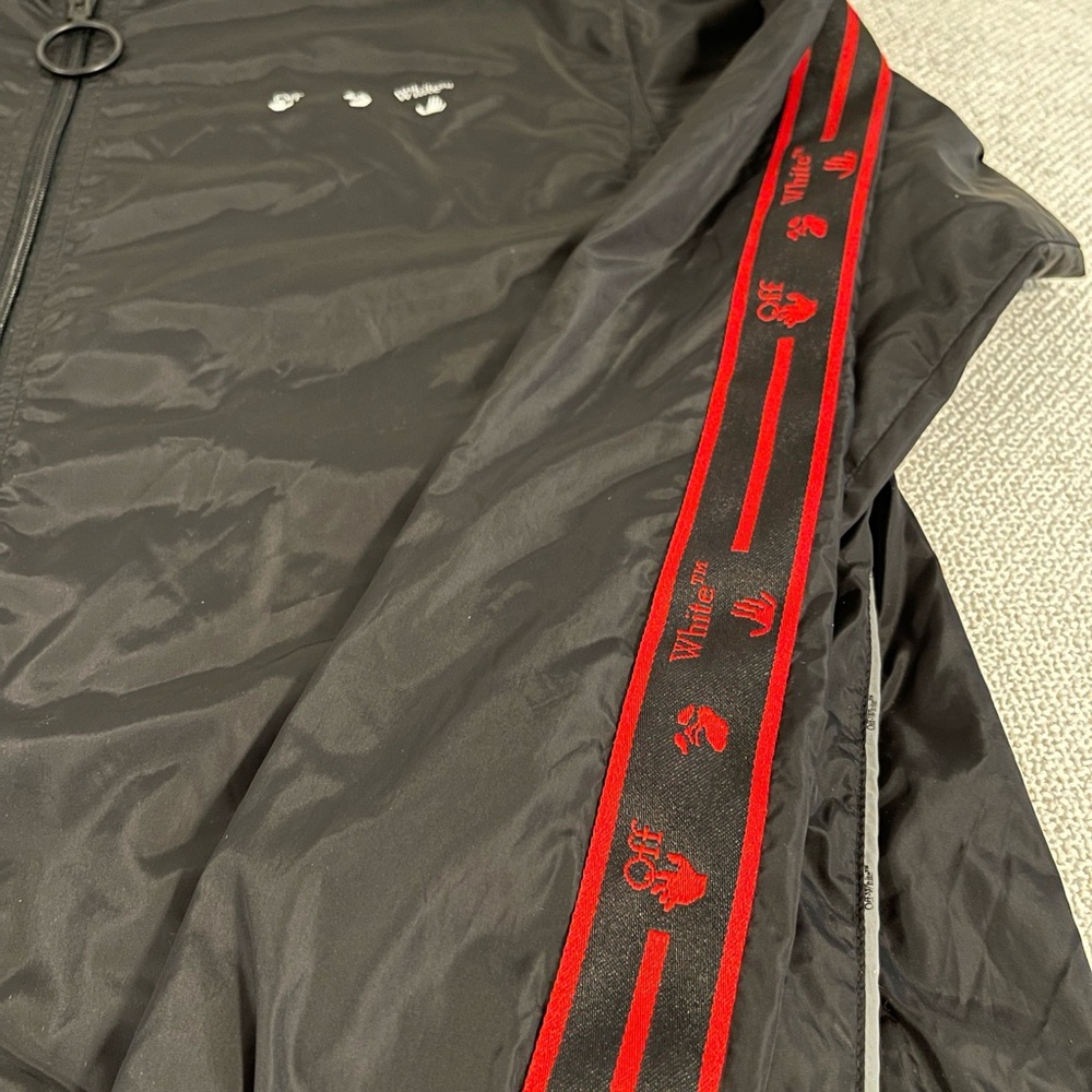 OFF WHITE C/o Virgil Abloh Black Nylon Stripe Track Top - Picture 10 of 13